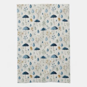 Serene Rain Garden Floral Pattern (3) Kitchen Towel