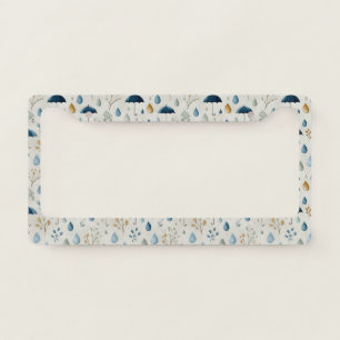 Serene Rain Garden Floral Pattern (3) License Plate Frame