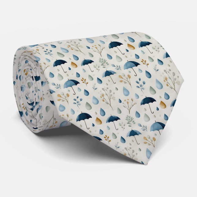 Serene Rain Garden Floral Pattern (3) Neck Tie (Rolled)