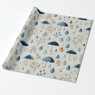 Serene Rain Garden Floral Pattern (3) Wrapping Paper