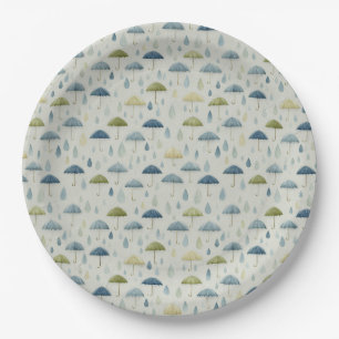 Serene Rain Garden Floral Pattern (4) Paper Plates