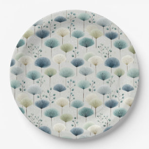 Serene Rain Garden Floral Pattern (5) Paper Plates