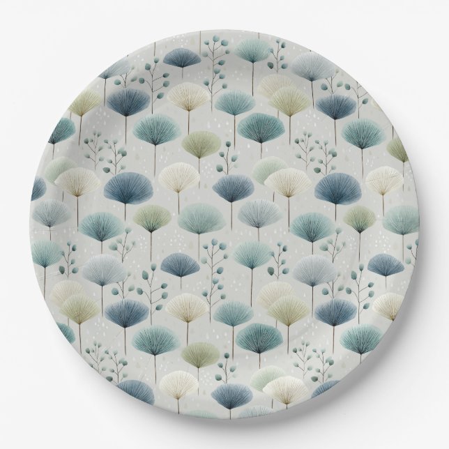 Serene Rain Garden Floral Pattern (5) Paper Plates (Front)
