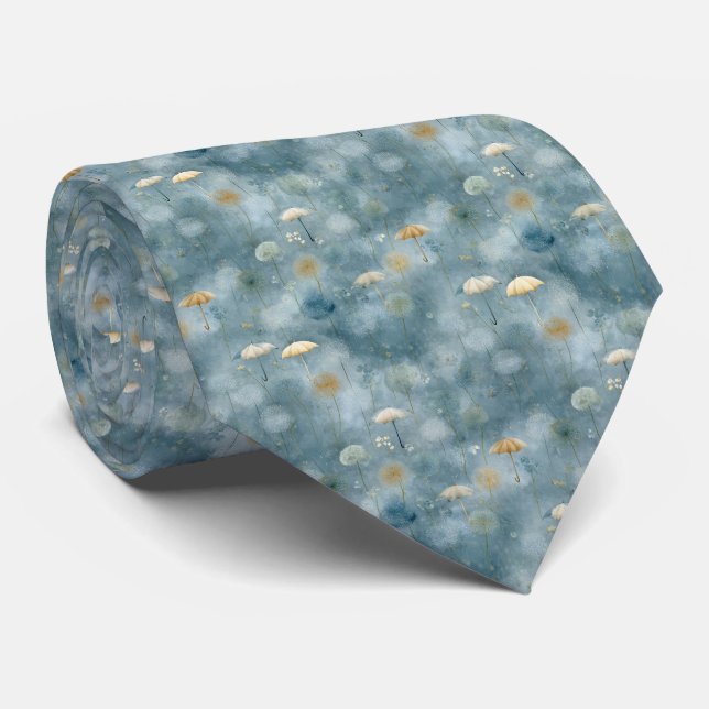 Serene Rain Garden Floral Pattern (6) Neck Tie (Rolled)