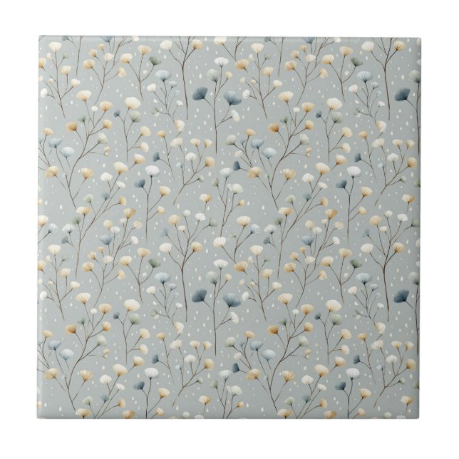 Serene Rain Garden Floral Pattern (7) Ceramic Tile (Front)
