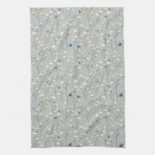 Serene Rain Garden Floral Pattern (7) Kitchen Towel