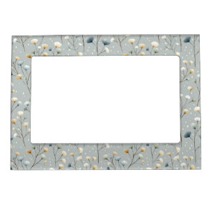 Serene Rain Garden Floral Pattern (7) Magnetic Frame