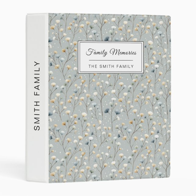 Serene Rain Garden Floral Pattern (7) Mini Binder (Front/Spine)
