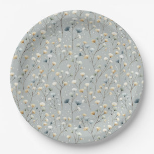 Serene Rain Garden Floral Pattern (7) Paper Plates