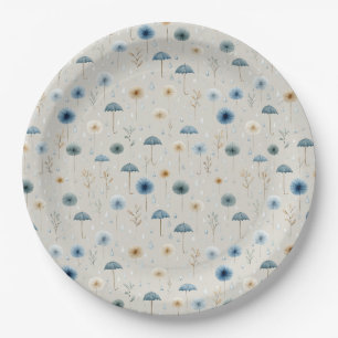 Serene Rain Garden Floral Pattern (8) Paper Plates
