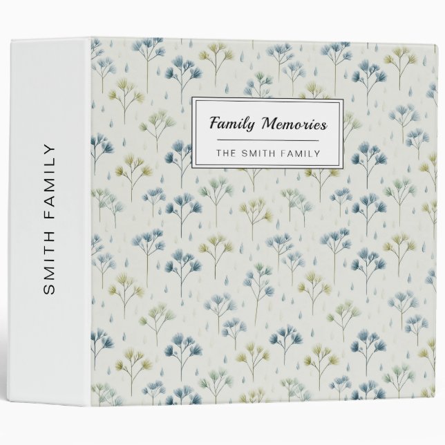 Serene Rain Garden Floral Pattern (9) 3 Ring Binder (Front/Spine)