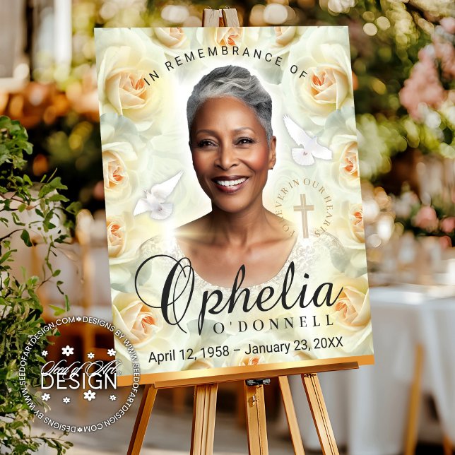 Serene Remembrance Women's Rose Floral Funeral  Foam Board (Creator Uploaded)