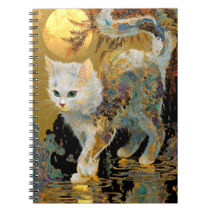Serene Rinpa Cat   Japanese Gold Zen Notebook