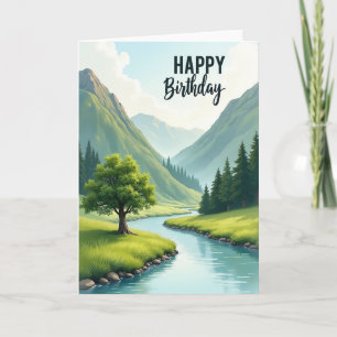 Serene River Birthday Card