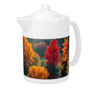 Serene River Shore Reflection Nature Art  Teapot