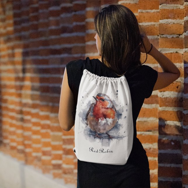 Serene Robin, custom Drawstring Bag (Creator Uploaded)