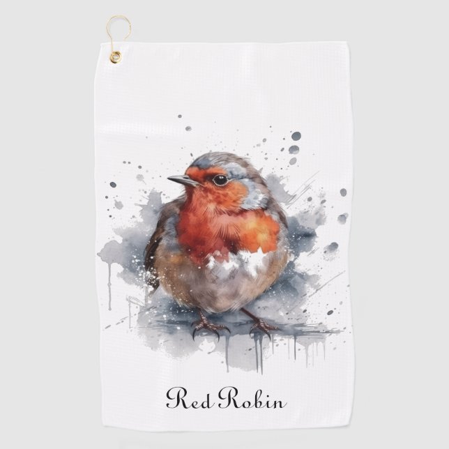 Serene Robin, custom Golf Towel (Front)