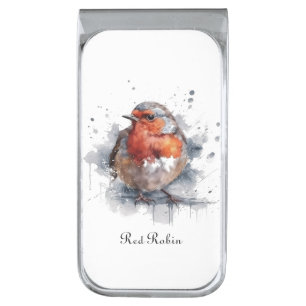 Serene Robin, custom Silver Finish Money Clip