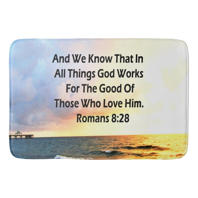 SERENE ROMANS 8:28 SCRIPTURE VERSE BATHROOM MAT (Front)