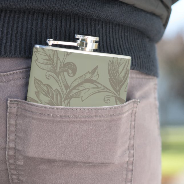 Serene Sage Green | Bold Botanical Statement Leafy Flask (In Situ)