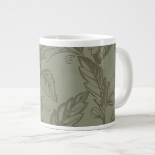 Serene Sage Green Bold Botanical Statement Leafy Giant Coffee Mug
