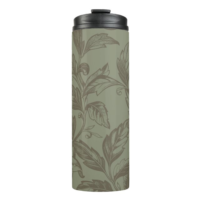 Serene Sage Green | Bold Botanical Statement Leafy Thermal Tumbler (Front)