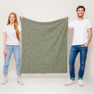 Serene Sage Green Deep Forest Calm Tone-on-Tone Fleece Blanket
