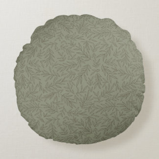 Serene Sage Green | Deep Forest Calm Tone-on-Tone Round Pillow