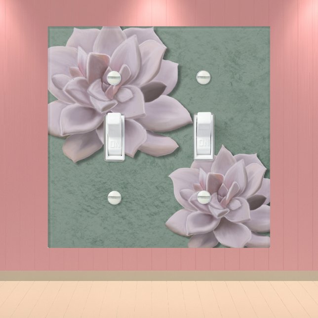 Serene Sage Green Modern Echeveria Hand-Drawn Light Switch Cover (Creator Uploaded)