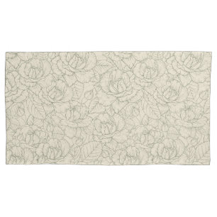 Serene Sage Green Vintage Blossom Roses Pillow Case