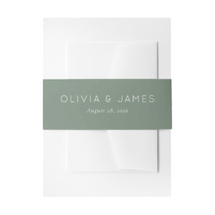 Serene Sage Minimalist Typographic Invitation Belly Band