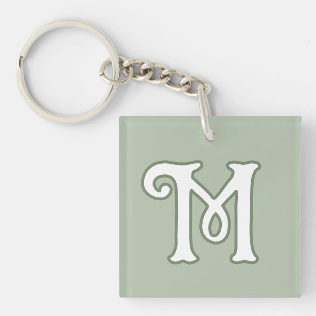 Serene Sage Monogram Keychain (Front)