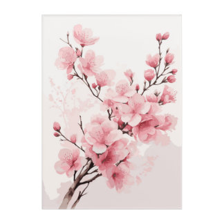 Serene Sakura Illustration Acrylic Print