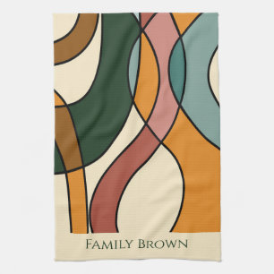 Serene Savanna Gentle Abstract Earthy Family Name  Kitchen Towel