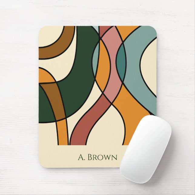 Serene Savanna Gentle Abstract Earthy Monogram  Mouse Pad (With Mouse)