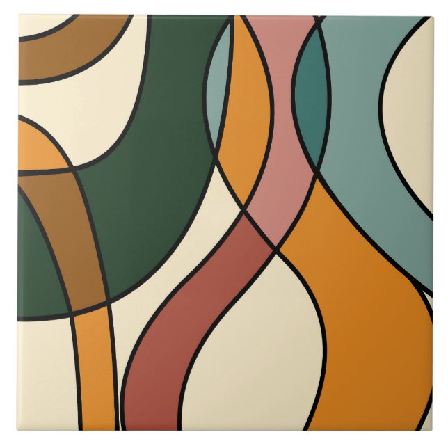 Serene Savanna Gentle Abstract Modern Earthy  Ceramic Tile (Front)
