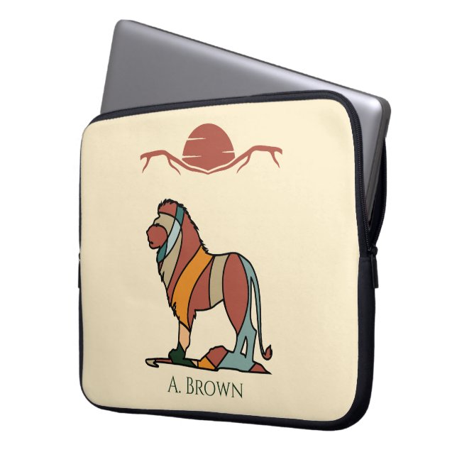 Serene Savanna Kind Lion Abstract Monogram Laptop Sleeve (Front Left)