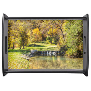 Serene Scene At Dogwood Creek Serving Tray
