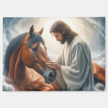 Serene Scene of Compassion with Jesus and Horse Magnet