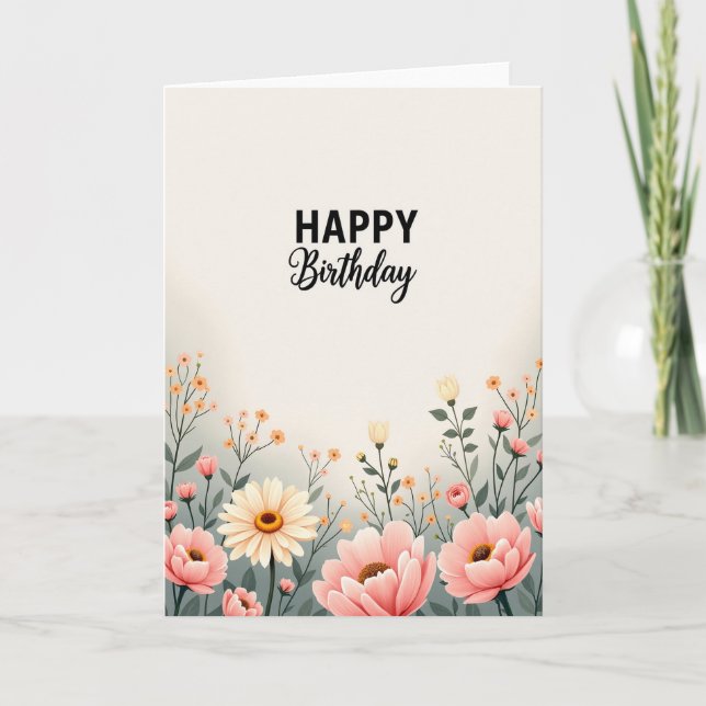 Serene Script Birthday Card (Front)