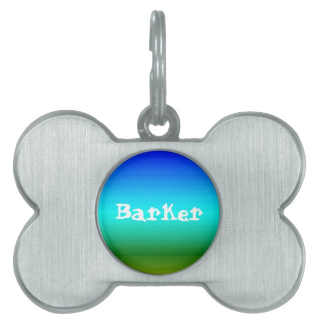 Serene Sea & Sky Blue & Green Gradient Add Name Pet ID Tag (Front)