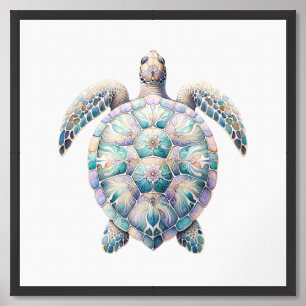 Serene Sea Turtle Painting Framed Art