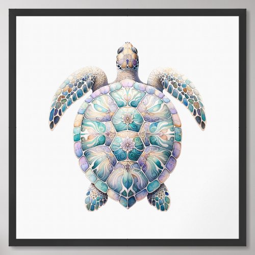 Serene Sea Turtle Painting Framed Art