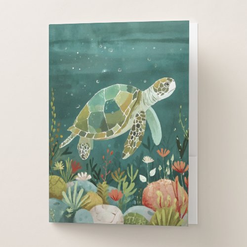Serene Sea Turtle Underwater Oasis Pocket Folder
