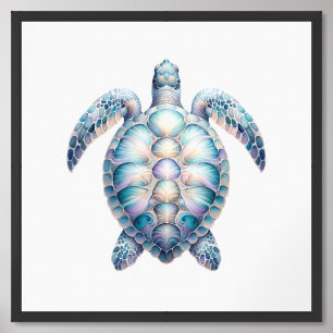 Serene Sea Turtle Watercolor Painting Framed Art