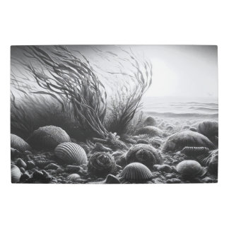 Serene Seabed: Underwater Biodiversity in Monochro Metal Print