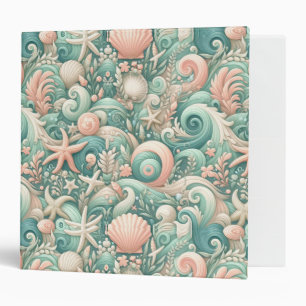 Serene Seashore Swirls: Pastel Ocean Whispers 3 Ring Binder