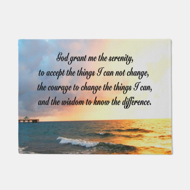 SERENE SERENITY PRAYER SUNRISE PHOTO DESIGN DOORMAT (Front)