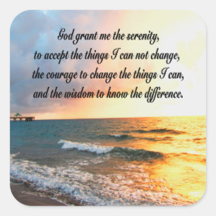 SERENE SERENITY PRAYER SUNRISE PHOTO DESIGN SQUARE STICKER