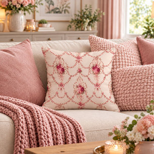 Serene Shabby Chic Pastel Pink Floral Pillow Art